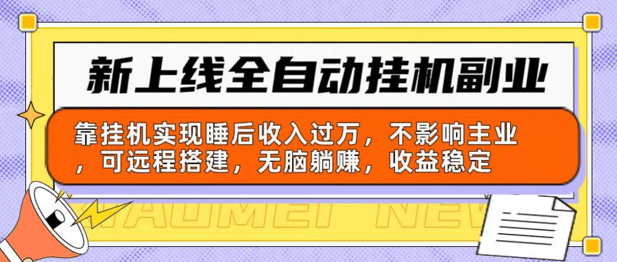 新上线全自动挂机副业：靠挂机实现睡后收入过万，不影响主业可远程搭建…-会创网(会创项目网)