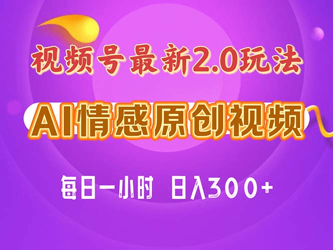 视频号情感赛道2.0.纯原创视频，每天1小时，小白易上手，保姆级教学-会创网(会创项目网)