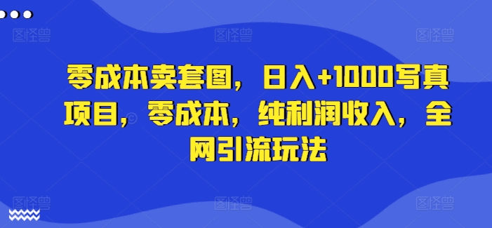 零成本卖套图，日入+1000写真项目，零成本，纯利润收入，全网引流玩法-会创网(会创项目网)