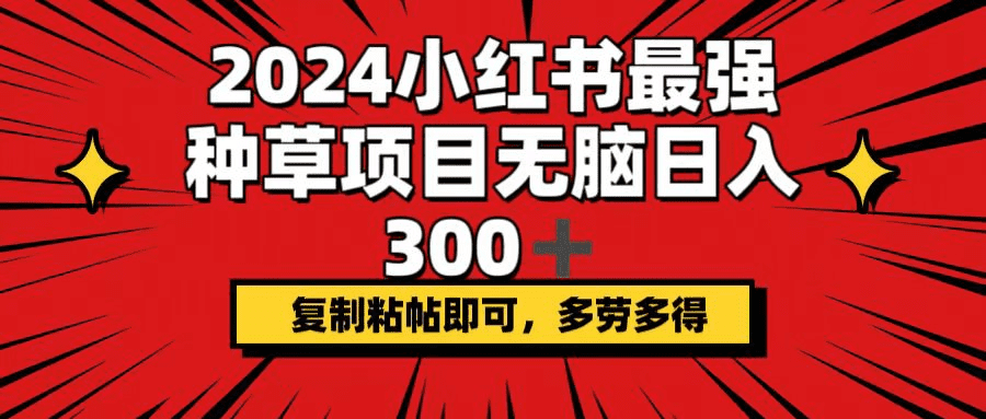 2024小红书最强种草项目，无脑日入300+，复制粘帖即可，多劳多得-会创网(会创项目网)