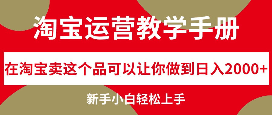 淘宝运营教学手册，在淘宝卖这个品可以让你做到日入2000+，新手小白轻…-会创网(会创项目网)