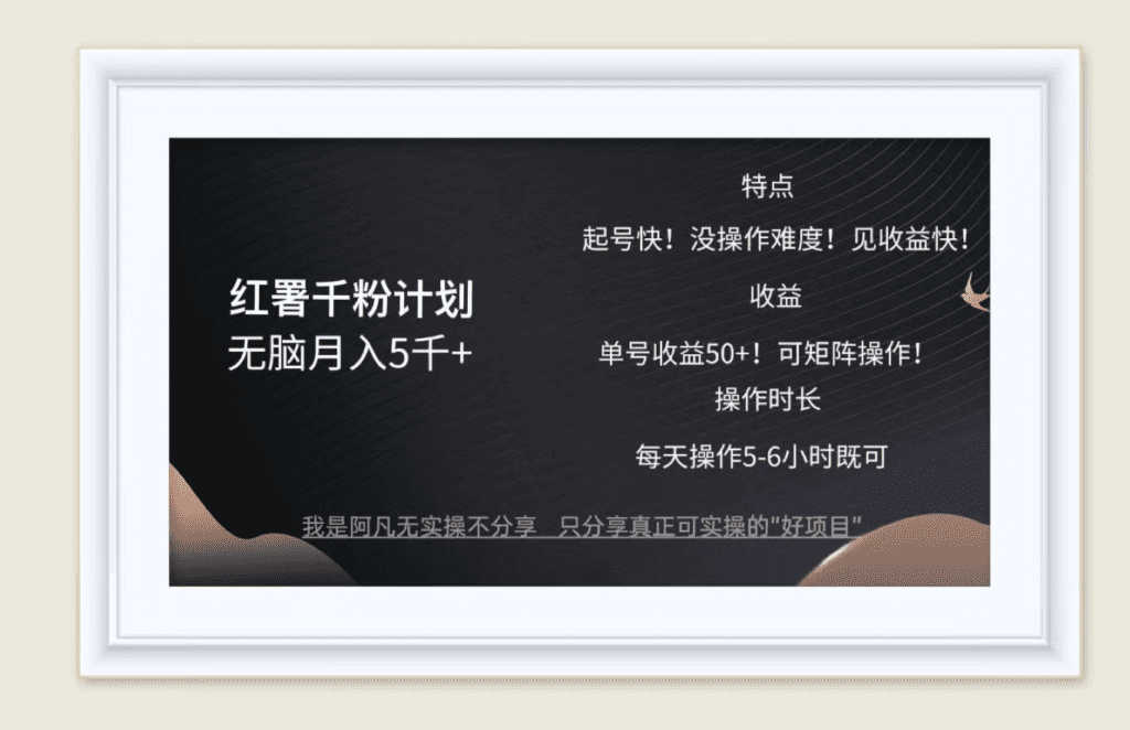 红薯千粉计划无脑月入5千+！既做既赚！-会创网(会创项目网)