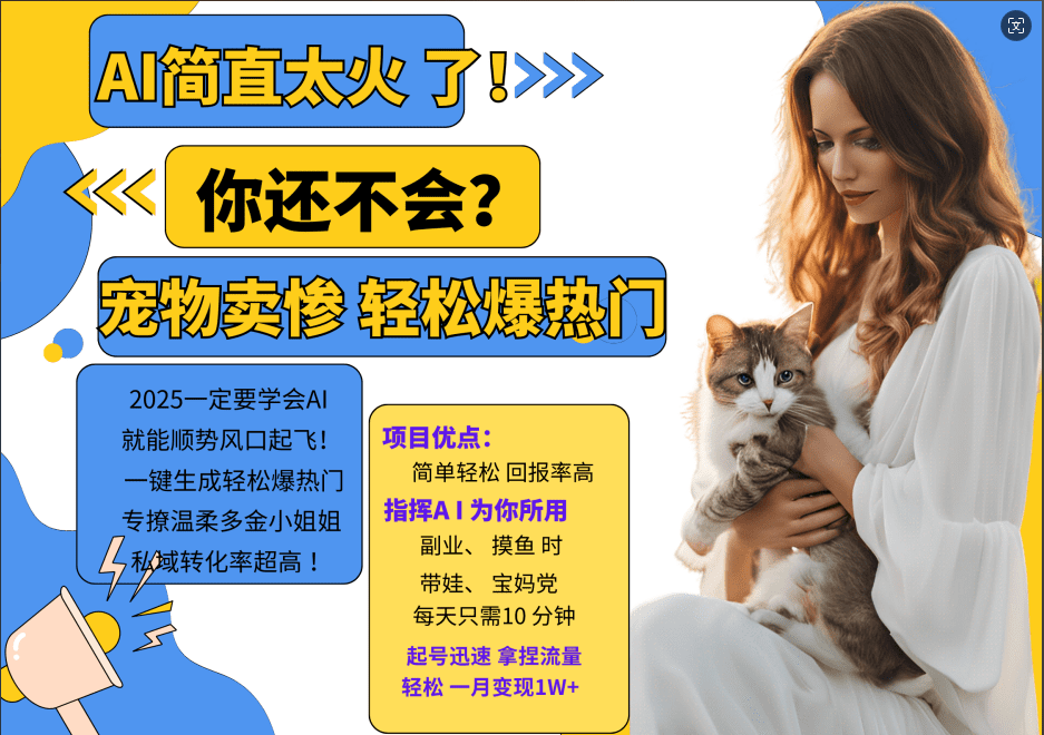 AI热门项目 动物打工视频搬砖 一键生成轻松爆热门 专撩温柔多金小姐姐 私域变先1W+-会创网(会创项目网)