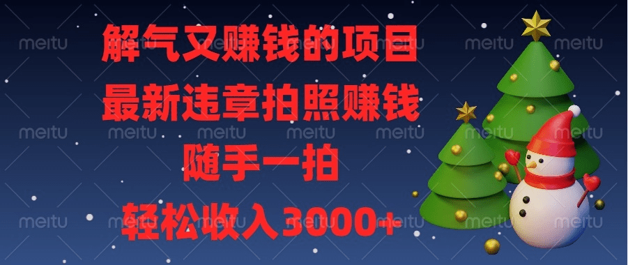 解气又赚钱的项目，最新违章拍照赚钱，随手一拍，轻松收入3000+-会创网(会创项目网)